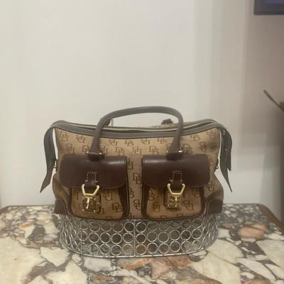 Dooney & Bourke Bags | Dooney, Burke, Leather And Canvas Preowned Handbag | Color: Brown/Tan | Size: Os
