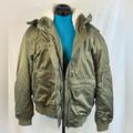 American Eagle Outfitters Jackets & Coats | American Eagle | Hooded Sherpa Lined Flight Bomber Jacket With Pockets Xl | Color: Green/White | Size: Xl