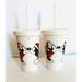 Disney Kitchen | Disney Mickey And Minnie Holiday Kisses Tumbler Cups With Straw Iced Drink Cups | Color: Cream | Size: Os