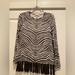 Michael Kors Tops | Michael Kors Nwot Ls Jersey Top With Fringe Size-S Brown/ White | Color: Brown/Gray | Size: S