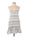 J Valdi Casual Dress - Mini Scoop Neck Sleeveless: Gray Stripes Dresses - Women's Size Medium