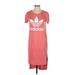 Adidas Casual Dress - Shift Crew Neck Short sleeves: Pink Print Dresses - Women's Size 34