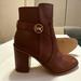 Michael Kors Shoes | Michael Kors Carmen Heeled Ankle Bootie Boot Faux Leather. Nwot. Size 10 | Color: Brown | Size: 10