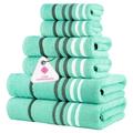 CASA COPENHAGEN Exotic 6 Piece Towel Set - Aqua Blue 525gsm 2 Bath Towels, 2 Hand Towels, 2 Washcloths in Soft Egyptian Cotton for Bathroom, Kitchen and Shower