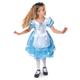 Disney Store Official Alice in Wonderland Costume for Kids, 1 Pc. Authentic Alice Fancy Dress Up Party Outfit, Girls Satin Dress with Apron and Puffed Sleeves - Size 4 Years