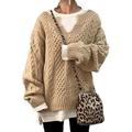 INXKED Chunky Hemp Pattern Knit Sweater for Women Solid Casual Loose Warm Pullover Sweater Fall Winter Outwear (07,XL)