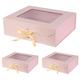 PLINJOY 3 Pcs Extra Large Pink Gift Box for Presents with Ribbon 19x16x6 Inches Clear Gift Box with Window Magnetic Closure Gift Boxes with Lids