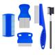 Jigfew 5 Pack Flea Lice Comb,Stainless Steel Dog Cat Grooming Combs With Rounded Teeth,Dematting Comb For Dogs Cats Ideal For All Types Of Small, Medium, Large Pets (Blue)