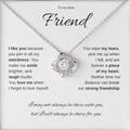 Luarxa To Friend Love Knot Pendant Necklace Friend Necklaces for Women. Jewelry, Graduation Birthday, Christmas. (14K White Gold Finish Standard Box)