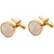 Men's Shirt Cufflinks Classic Gold-Color Plated Mother Pearl Copper Men's Cuff Link Gift Party Wedding Suit Shirt Buttons Cufflinks