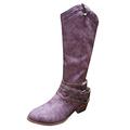 YANFJHV Embroidered ethnic vintage long boots boots boots shoes for women boots style motorcycle boots women's boots women's boots women's waterproof lined, Z4 Purple, 7 UK