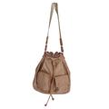 Gissroys Women's Stylish Drawstring Bucket Bag Shoulder Nylon Top Handle Crossbody Bag Drawstring Bucket Bag, Apricot