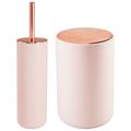 mDesign Toilet Bowl Brush & Wastebasket Combo - Set of 2 Plastic in Pink | 10.63 H x 7.09 W x 7.09 D in | Wayfair 16868MDBST