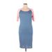 Lularoe Casual Dress - Sheath Scoop Neck Short sleeves: Blue Color Block Dresses - Women's Size X-Large