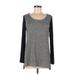 Nally & Millie Long Sleeve Top Gray Color Block Scoop Neck Tops - Women's Size Medium