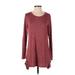 24/7 Maurices Long Sleeve Top Burgundy Marled Scoop Neck Tops - Women's Size Small