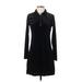 Old Navy Casual Dress - Shirtdress High Neck Long sleeves: Black Print Dresses - Women's Size Small
