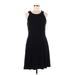 Ann Taylor LOFT Casual Dress - A-Line Scoop Neck Sleeveless: Black Print Dresses - Women's Size 8