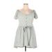 No Boundaries Casual Dress - Mini Boatneck Short sleeves: Gray Print Dresses - Women's Size 19