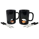 KOVOT Personal Fondue Set of 2 Black Ceramic Mugs Includes Forks & Tealights Ceramic in Brown | 5 H x 4 W in | Wayfair KO-439