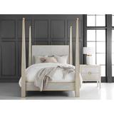 Modern History Home Gustavian Abstract Four Poster Bed Wood & Upholstered/ in Brown | 91 H x 67 W x 90 D in | Wayfair MH955F01-K