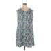 JunaRose Casual Dress - Shift: Blue Floral Motif Dresses - Women's Size 14 Plus