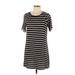 Moa Moa Casual Dress - Shift Crew Neck Short sleeves: Black Print Dresses - Women's Size Large