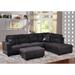 Black Reclining Sectional - Latitude Run® Everlyse 103.5" Wide Sofa & Chaise w/ Ottoman Faux Leather/Microfiber/Microsuede | Wayfair