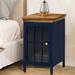 Winston Porter Olliver Metal Nightstand Wood/Metal in Blue/Brown | 20.08 H x 12.2 W x 15.75 D in | Wayfair D2E8F24320B04A458331BDA418633AD2