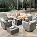 Latitude Run® Znyah 11 Piece Seating Group w/ Cushions Synthetic Wicker/All - Weather Wicker/Wicker/Rattan in Gray | Outdoor Furniture | Wayfair