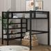 Isabelle & Max™ Altine Twin Size Metal Loft Bed w/ 4-Tier Shelves & Storage Metal in Black | 66.5 H x 52 W x 77.4 D in | Wayfair