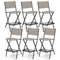 Latitude Run® Folding Bar Stools Set Of 6 Patio Sling Chairs W/Backrest Humanized Footrest Blue Metal in Brown | 40 H x 18 W x 22.5 D in | Wayfair