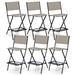 Latitude Run® Folding Bar Stools Set Of 6 Patio Sling Chairs W/Backrest Humanized Footrest Blue Metal in Brown | 40 H x 18 W x 22.5 D in | Wayfair