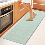 Aqua 1" x 48" L X 18" W Kitchen Mat - Hokku Designs Preet Anti-Fatigue Non-Skid Kitchen Mat 48.0 x 18.0 x 1.0 in yellow, | Wayfair