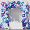 Kit d'arche de guirxiété de ballons en aluminium congelés bleu neige violet flocon de neige