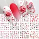 Autocollants pour ongles en forme de cœur rose lettres Love You ours mignon gâteau baiser