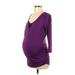 Motherhood 3/4 Sleeve Top Purple Print Plunge Tops - Women's Size Small Maternity