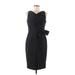 Evan Picone Casual Dress - Party V Neck Sleeveless: Black Solid Dresses - Women's Size 6