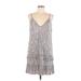 lost & wander Casual Dress - Mini V Neck Sleeveless: Silver Dresses - Women's Size Large
