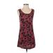 Lounge Casual Dress - Mini Scoop Neck Sleeveless: Burgundy Print Dresses - Women's Size Small