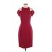 MICHAEL Michael Kors Cocktail Dress - Sheath Crew Neck Short sleeves: Burgundy Solid Dresses - Women's Size 4