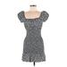 Wild Fable Casual Dress - Mini Square Short sleeves: Blue Leopard Print Dresses - Women's Size Medium