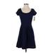 Maison Jules Casual Dress - A-Line Scoop Neck Short sleeves: Blue Print Dresses - New - Women's Size Small