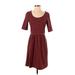 Old Navy Casual Dress - A-Line Scoop Neck 3/4 sleeves: Red Print Dresses - Women's Size Medium