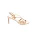 Stuart Weitzman Heels: Slingback Stilleto Boho Chic Gold Print Shoes - Women's Size 11 - Open Toe