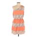 Gianni Bini Casual Dress - Mini Open Neckline Sleeveless: Orange Stripes Dresses - Women's Size Large