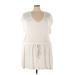 Calvin Klein Casual Dress - Mini V Neck Short sleeves: Ivory Print Dresses - Women's Size 3X