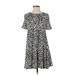 Zara TRF Casual Dress - A-Line Crew Neck Short sleeves: Black Leopard Print Dresses - Women's Size Small