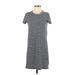 J.Crew Factory Store Casual Dress - Shift Crew Neck Short sleeves: Gray Print Dresses - Women's Size X-Small