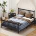 Queen Size Wood Platform Bed with Gourd Shaped Headboard and Footboard - Minimalist Design